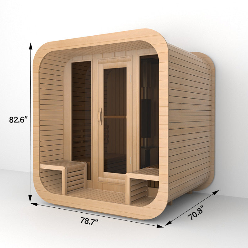 4-6 Person Outdoor Square Wood Sauna Room With Harvia Electric Heater