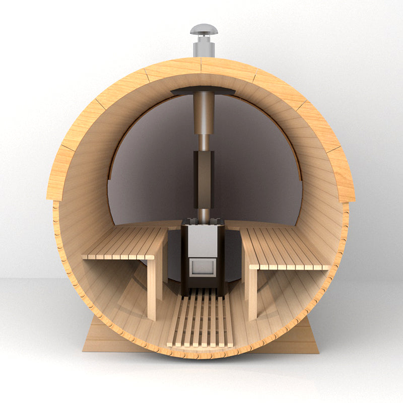 Outdoor Barrel Sauna With Panoramic View Window (Wood shingles)