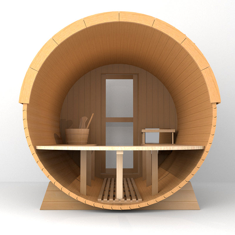 Outdoor Barrel Sauna With Panoramic View Window (Wood shingles)
