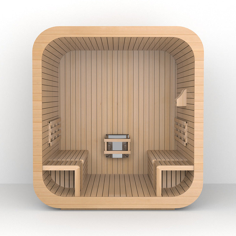4-6 Person Outdoor Square Wood Sauna Room With Harvia Electric Heater