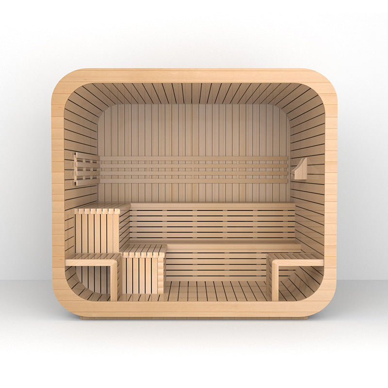 4-6 Person Outdoor Square Wood Sauna Room With Harvia Electric Heater