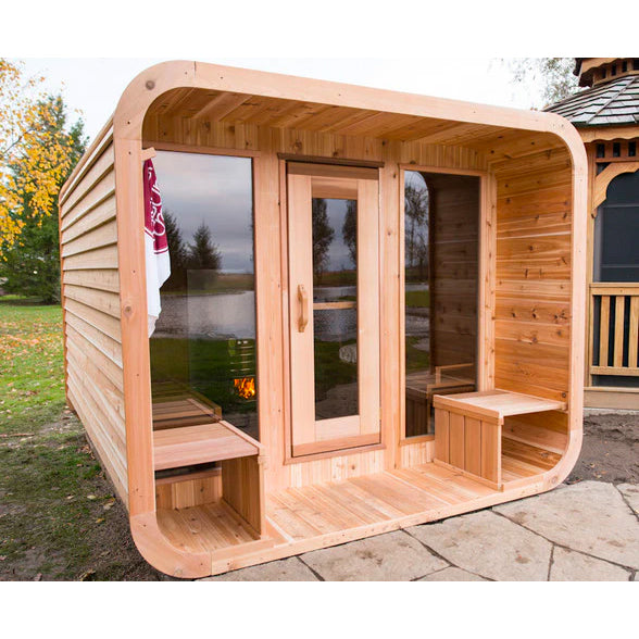 4-6 Person Outdoor Square Wood Sauna Room With Harvia Electric Heater