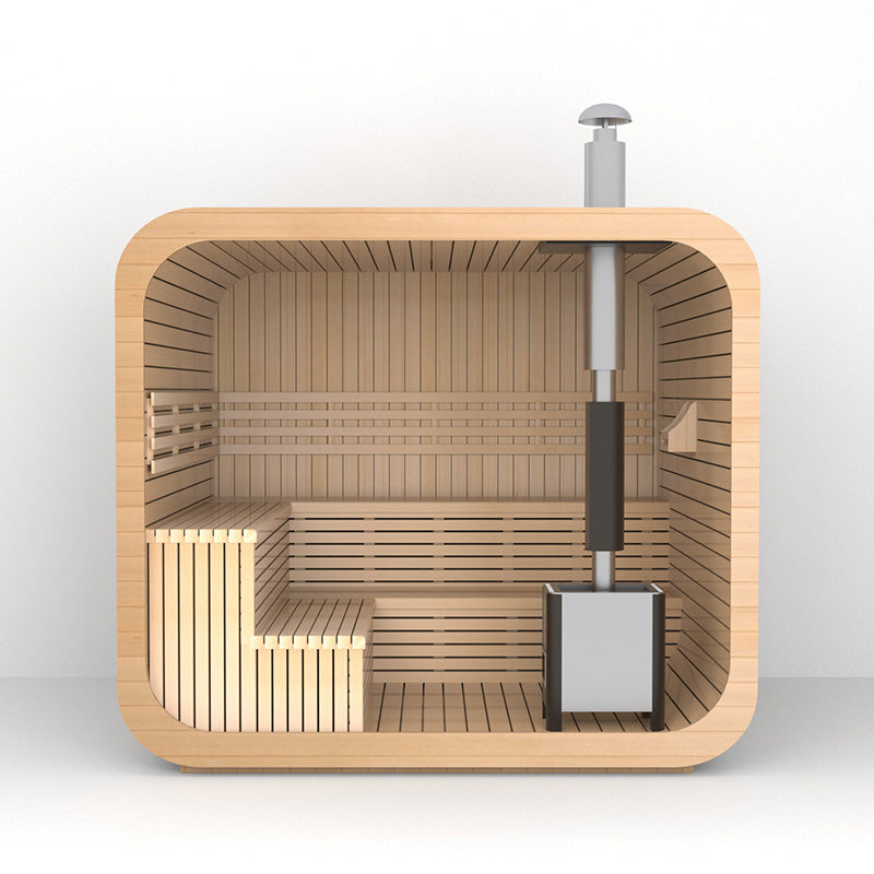 4-6 Person Outdoor Square Wood Sauna Room With Harvia Electric Heater