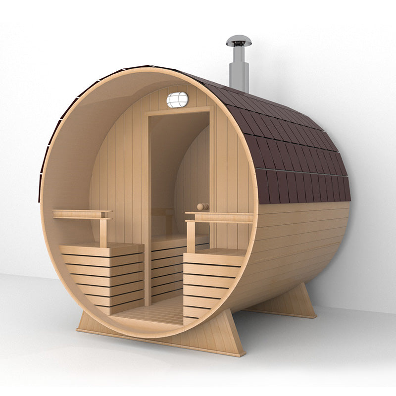 Outdoor Barrel Sauna With Glass Window