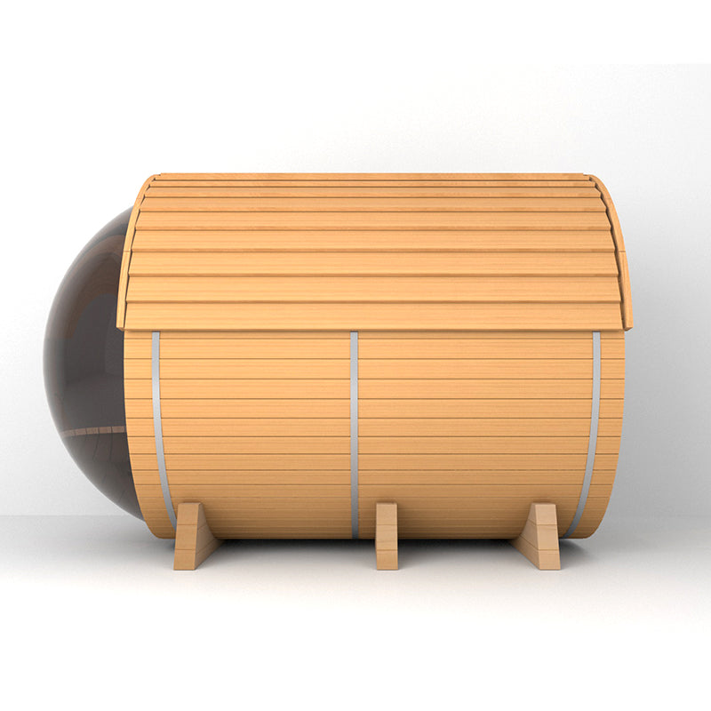 Outdoor Barrel Sauna With Panoramic View Window (Wood shingles)
