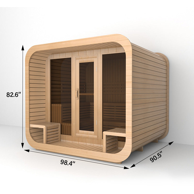 4-6 Person Outdoor Square Wood Sauna Room With Harvia Electric Heater