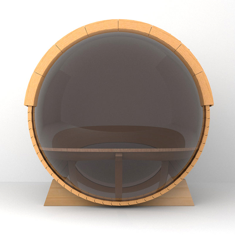 Outdoor Barrel Sauna With Panoramic View Window (Wood shingles)