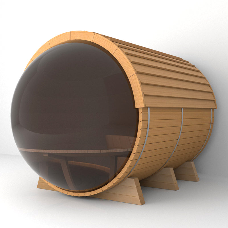 Outdoor Barrel Sauna With Panoramic View Window (Wood shingles)