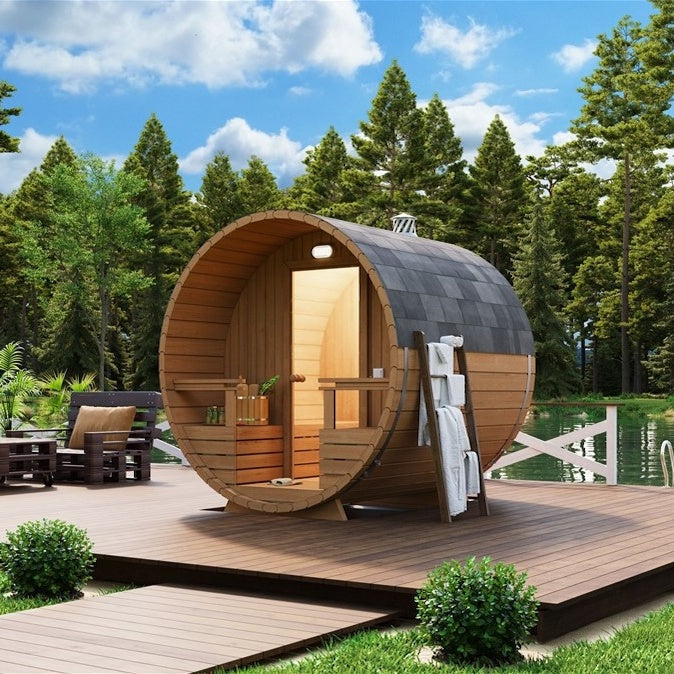 Outdoor Barrel Sauna With Glass Window