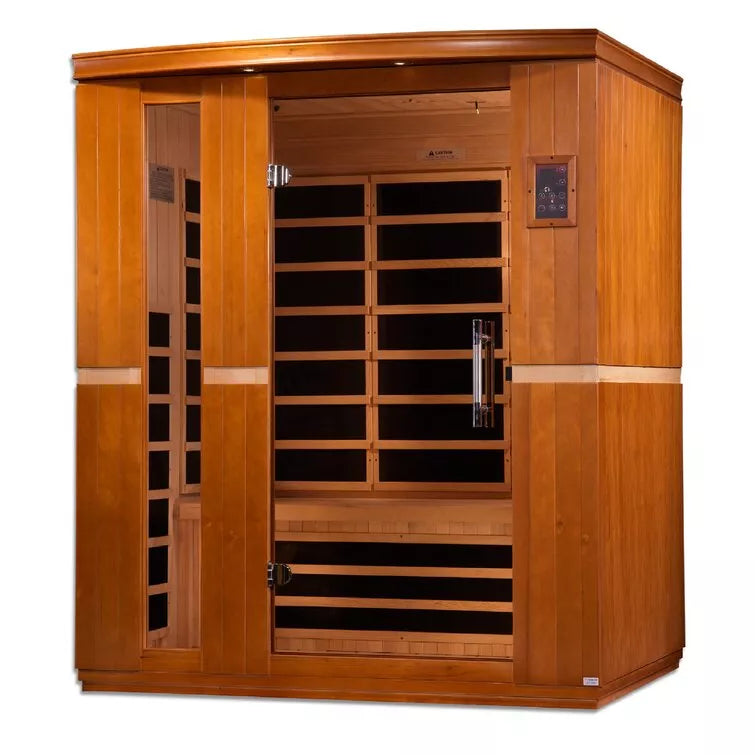 Dynamic Infrared 3 - Person Indoor Bluetooth Compatible FAR Infrared Sauna with Remote Control in Hemlock