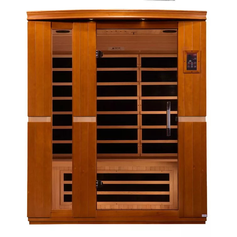 Dynamic Infrared 3 - Person Indoor Bluetooth Compatible FAR Infrared Sauna with Remote Control in Hemlock