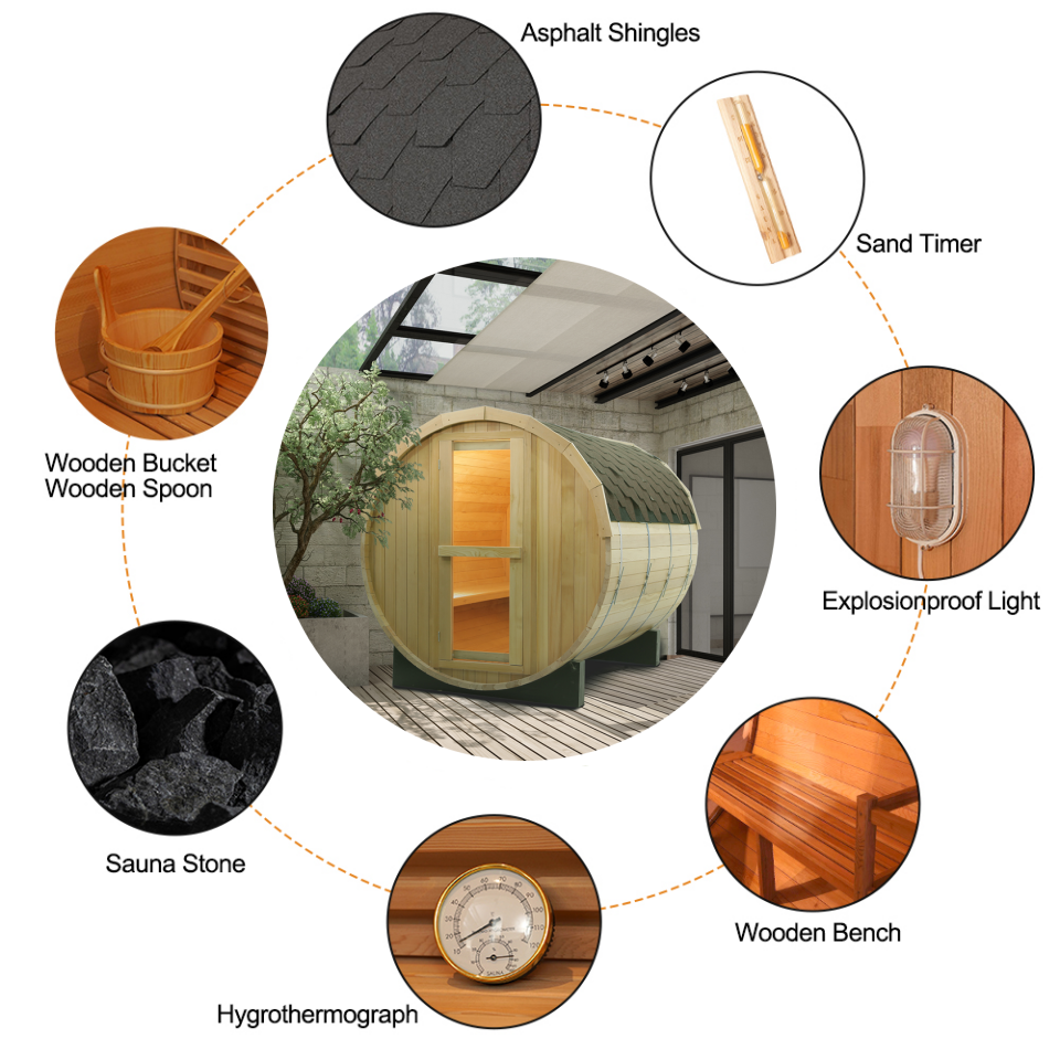 Canadian Wood Outdoor Barrel Sauna Room