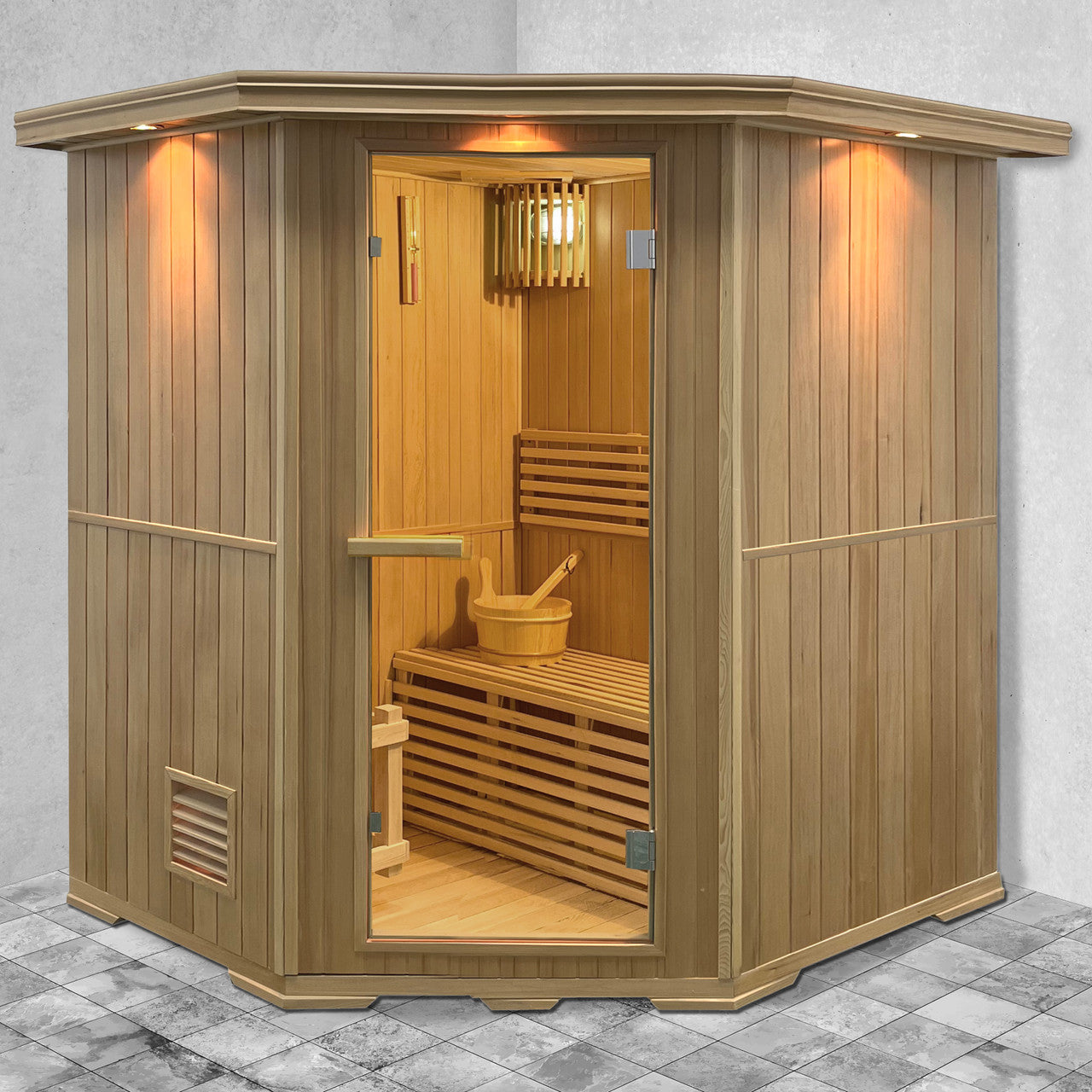 Aleko Canadian Hemlock Wet Dry Indoor Sauna - 6 kW ETL Certified Heater - 6 Person SKD6HEM-AP