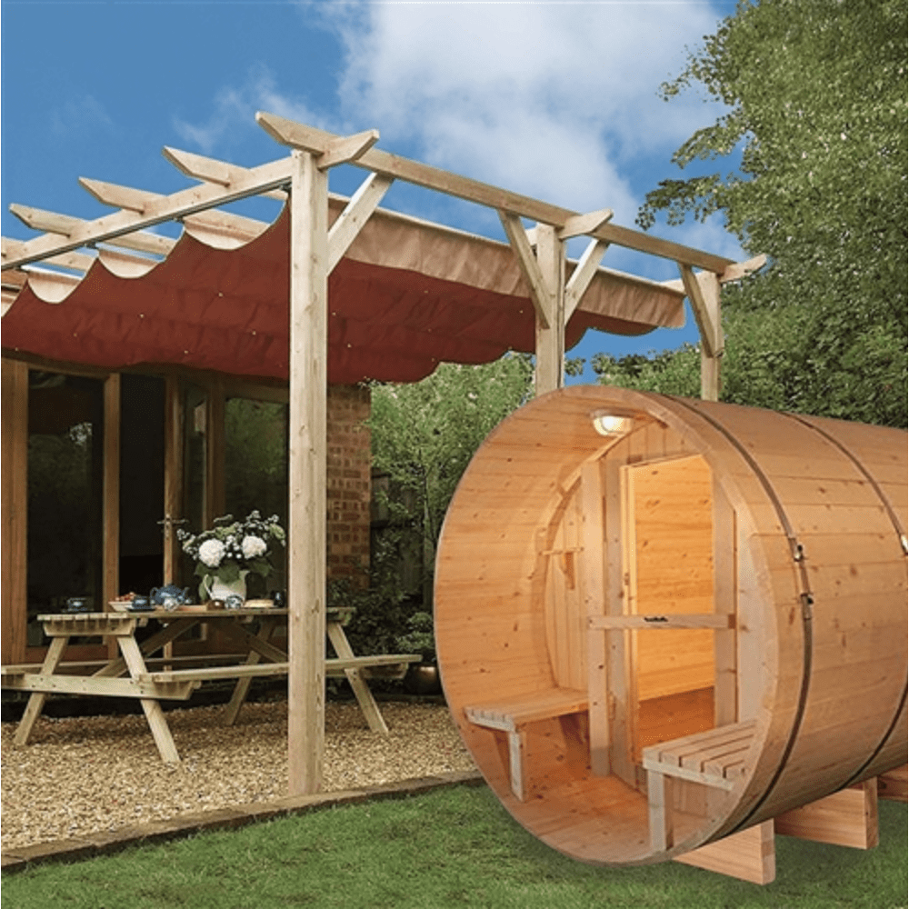 Aleko Barrel Indoor and Outdoor 5 Person Traditional Sauna 4.5KW