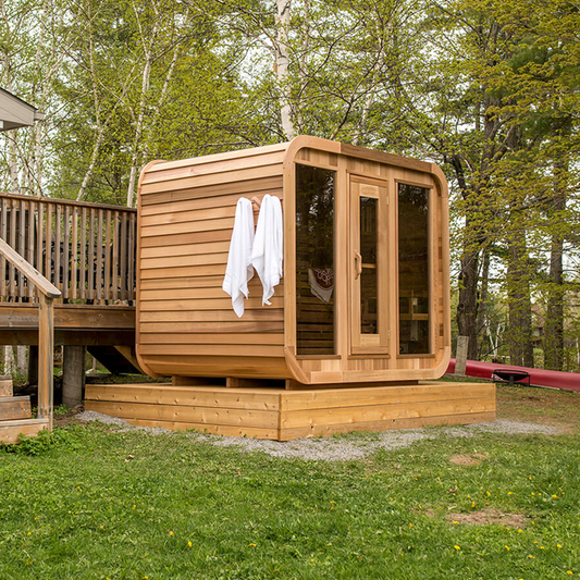 4-6 Person Outdoor Square Wood Sauna Room With Harvia Electric Heater