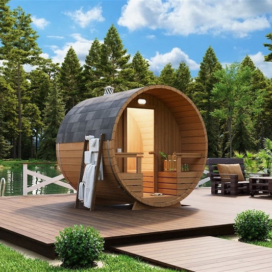 Outdoor Barrel Sauna With Glass Window