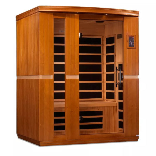 Dynamic Infrared 3 - Person Indoor Bluetooth Compatible FAR Infrared Sauna with Remote Control in Hemlock