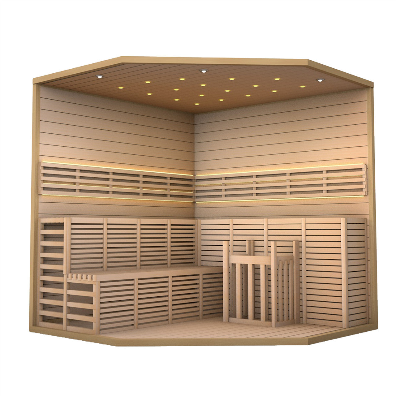 Aleko Canadian Hemlock Luxury Indoor Wet Dry Sauna with LED Lights - 6 kW UL Certified Heater - 5-6 Person
