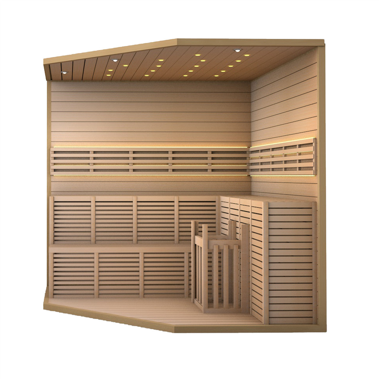Aleko Canadian Hemlock Luxury Indoor Wet Dry Sauna with LED Lights - 6 kW UL Certified Heater - 5-6 Person