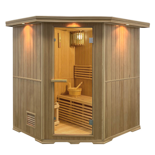 Aleko Canadian Hemlock Wet Dry Indoor Sauna - 6 kW ETL Certified Heater - 6 Person SKD6HEM-AP