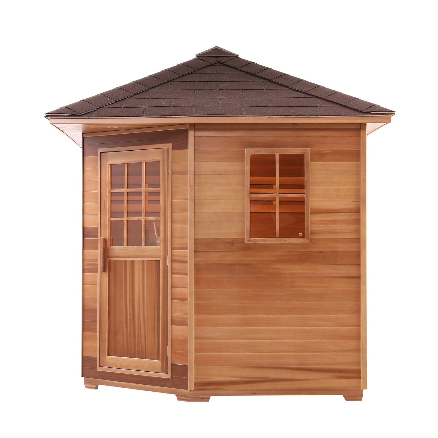 Aleko Canadian Cedar Wet Dry Outdoor Sauna with Asphalt Roof SKD8RCED-AP