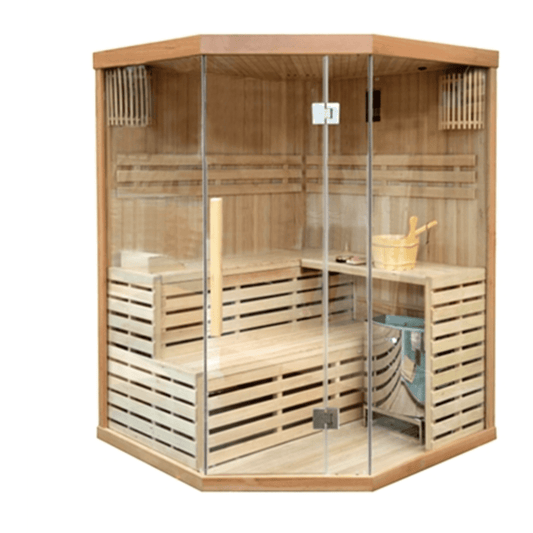 Aleko 4 Person Canadian Red Cedar Wood Indoor Wet Dry Sauna with 4.5 kW ETL Electrical Heater