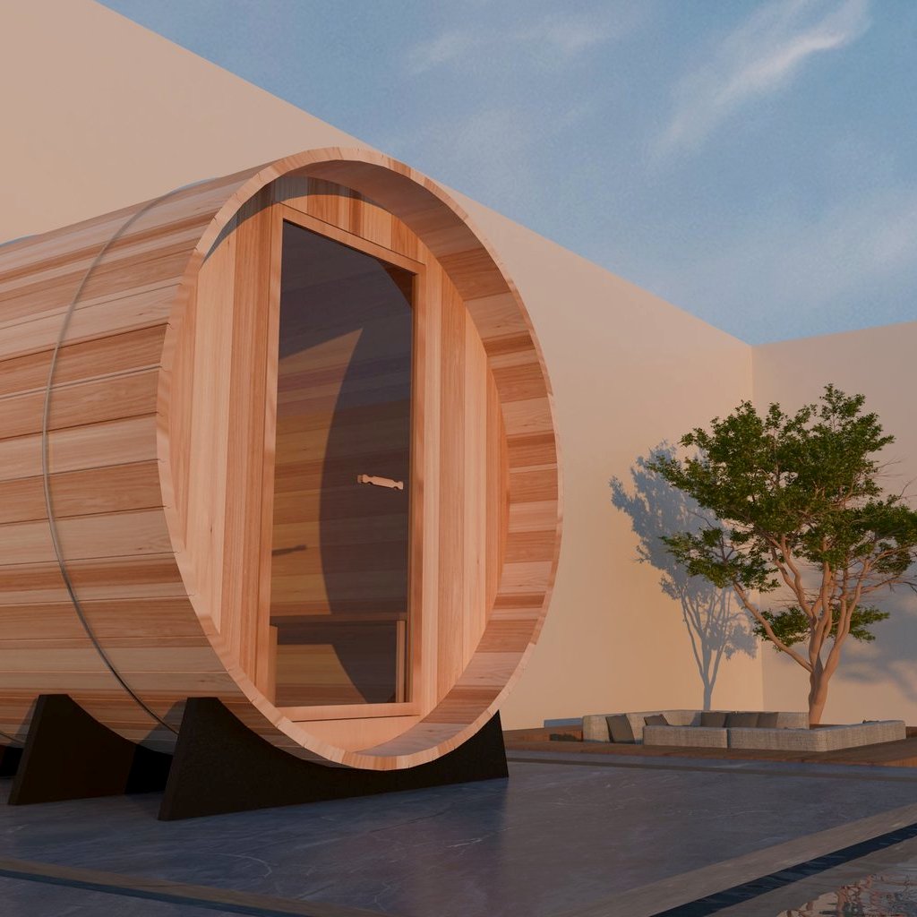 Spanish Cedar Outdoor Wood Barrel Sauna